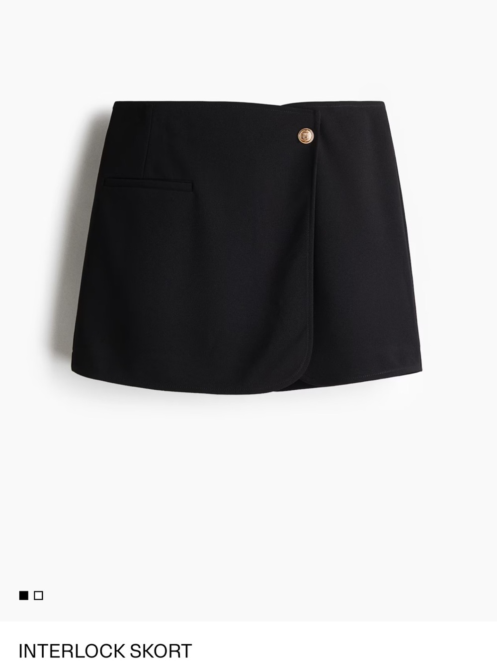 H&M Black Mini Skort with Gold Button